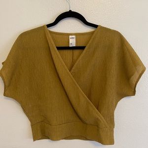 Yellow Cropped Wrap Top